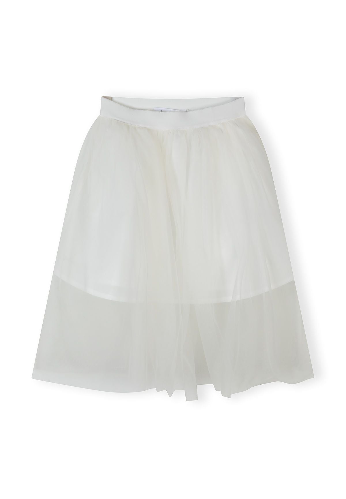 Pleated Tulle Maxi Skirt, Off White - 2