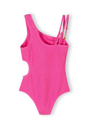 Girls asymmetrical bright pink swimsuit cut-out waist 3 to 11 years