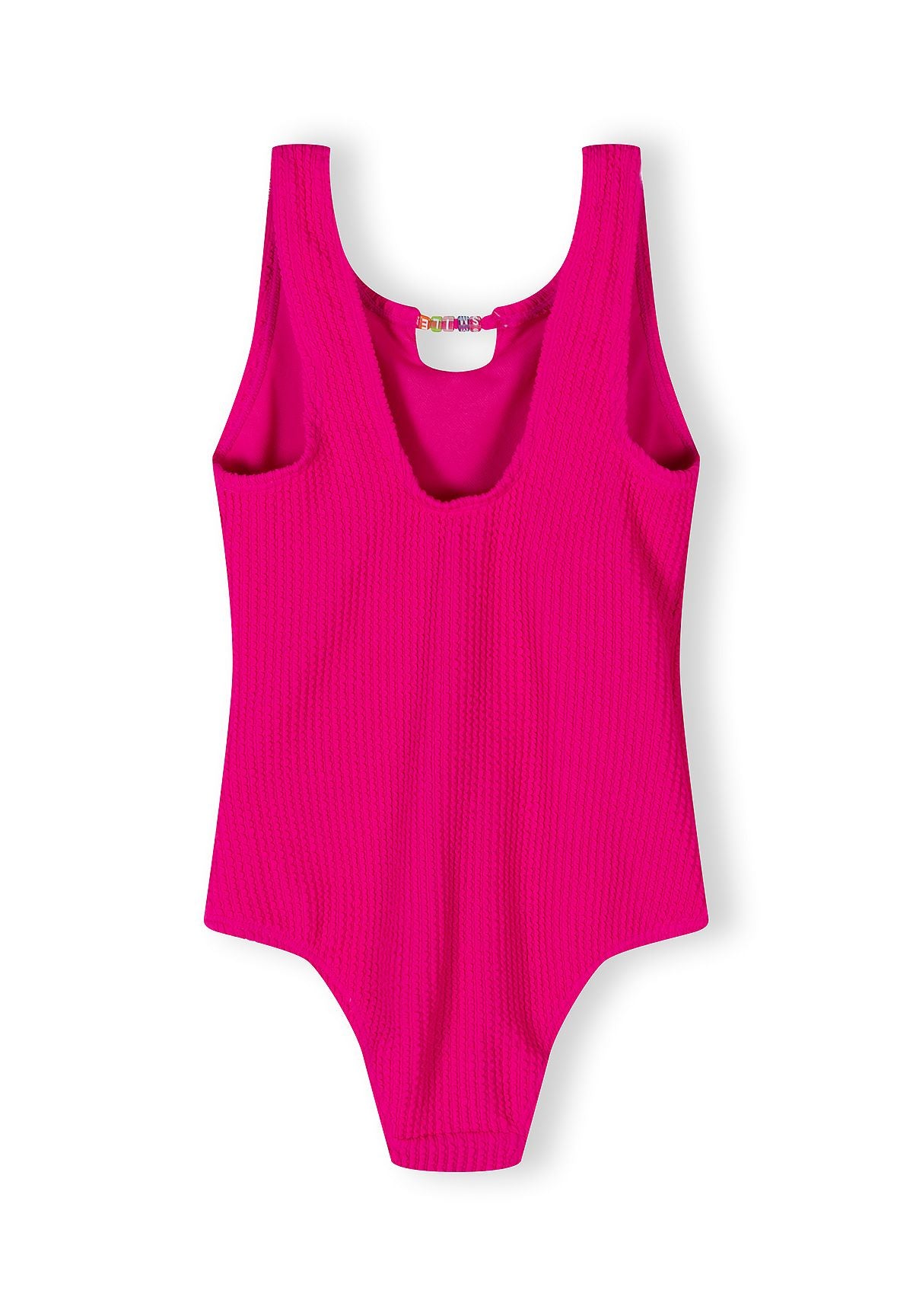 Ribbed Swimsuit, Pearl Detail, Hot Pink - 2