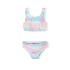 Girls' textured bikini in pink, blue and lilac