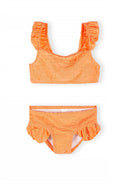 Girls neon orange floral jacquard bikini adjustable straps 3-11 years