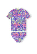 Girls rash vest set purple leopard print 2-14 years