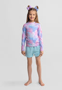 Girls rash vest long sleeve pink blue gradient 3-14 years