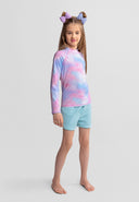 Girls rash vest long sleeve pink blue gradient 3-14 years
