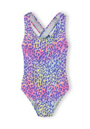 Girls slim fit multicolour leopard print swimsuit ages 3 to 12