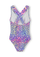 Girls slim fit multicolour leopard print swimsuit ages 3 to 12