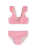 Girls two-piece bikini pink and orange colour block 3-11 years