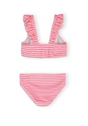 Girls two-piece bikini pink and orange colour block 3-11 years