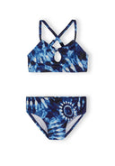 Girls bikini set emerald and blue tie-dye adjustable fit 3-11 years