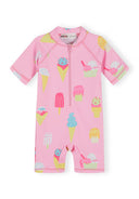 Girls rashguard swimsuit pink ice cream print 3m-7y