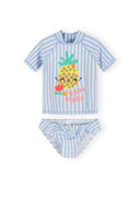 Girls rash vest set blue and white stripes 3 months to 7 years