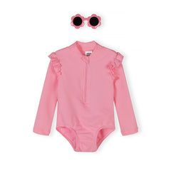 Girls' swimsuit and sunglasses set in pink