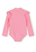 Girls long sleeve light pink swimsuit with sunglasses 3 months to 7 years