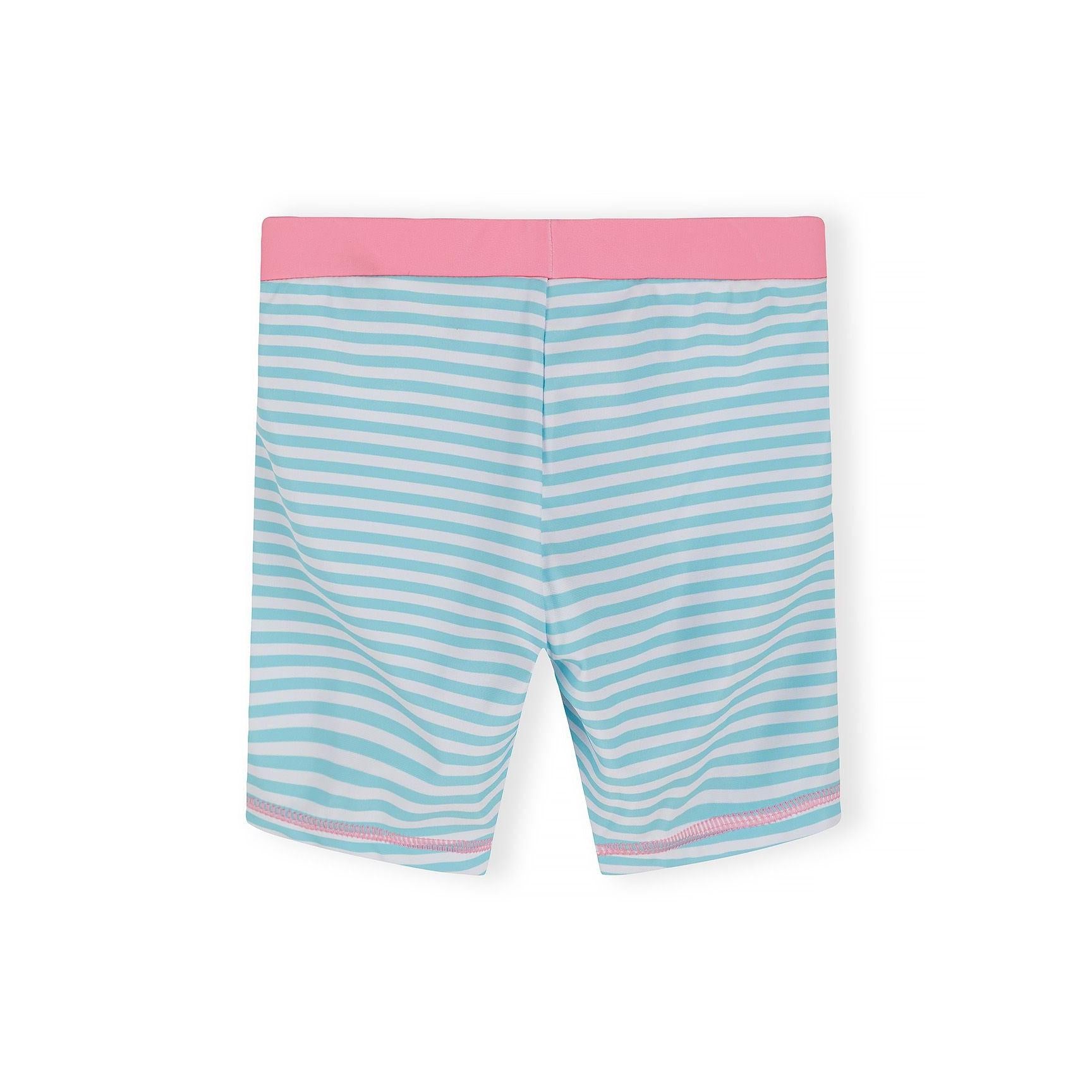 Detail shot of pink rash vest showing Sweet and Chill text with colorful ice cream cone graphics featuring glitter accents