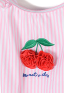 Girls pink striped cherry print swimsuit 3 months to 7 years