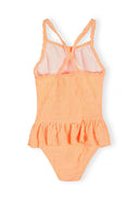 Girls jacquard neon orange swimsuit 12m to 7y