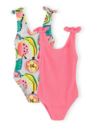 Girls 2-pack sleeveless swimsuit pink and fruit print 3m-7y