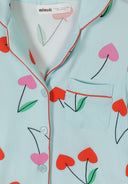 Mädchen Schlafanzug-Set mit langem Arm, blau, Kirschmuster, 3-15 Jahre