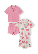 Mädchen Kurzarm-Pyjama-Set creme rosa 3-15 Jahre