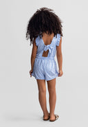 Girls short sleeve blue floral jumpsuit 3-15 years