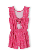 Girls short sleeve floral jumpsuit pink 3-15 years