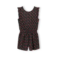 Girls' floral playsuit in black and red