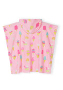 Dziewczęcy ręcznikowy płaszcz z kapturem Różowy nadruk lodów 9m–6 lat – Minoti