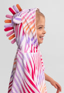 Ręcznikowa narzutka z kapturem dla dziewczynek w biały wzór zebry 9m-6 lat