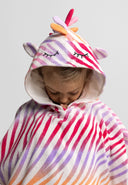 Ręcznikowa narzutka z kapturem dla dziewczynek w biały wzór zebry 9m-6 lat