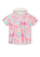 Ręcznikowa narzutka z kapturem dla dziewczynek kolorowy wzór różowa 3-12 lat