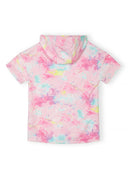 Ręcznikowa narzutka z kapturem dla dziewczynek kolorowy wzór różowa 3-12 lat