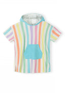 Dziewczęcy ręcznikowy płaszcz z kapturem w paski tęczy 3-12 lat