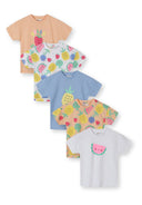 Girls 5-pack cotton t-shirts apricot white blue 3 months to 7 years