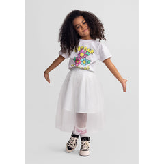 Girls' graphic t-shirts 5-pack in pink, yellow and white