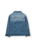 Boys denim jacket with badge decorations light blue 1-8y, durable denim fabric, classic cut, perfect for layering.