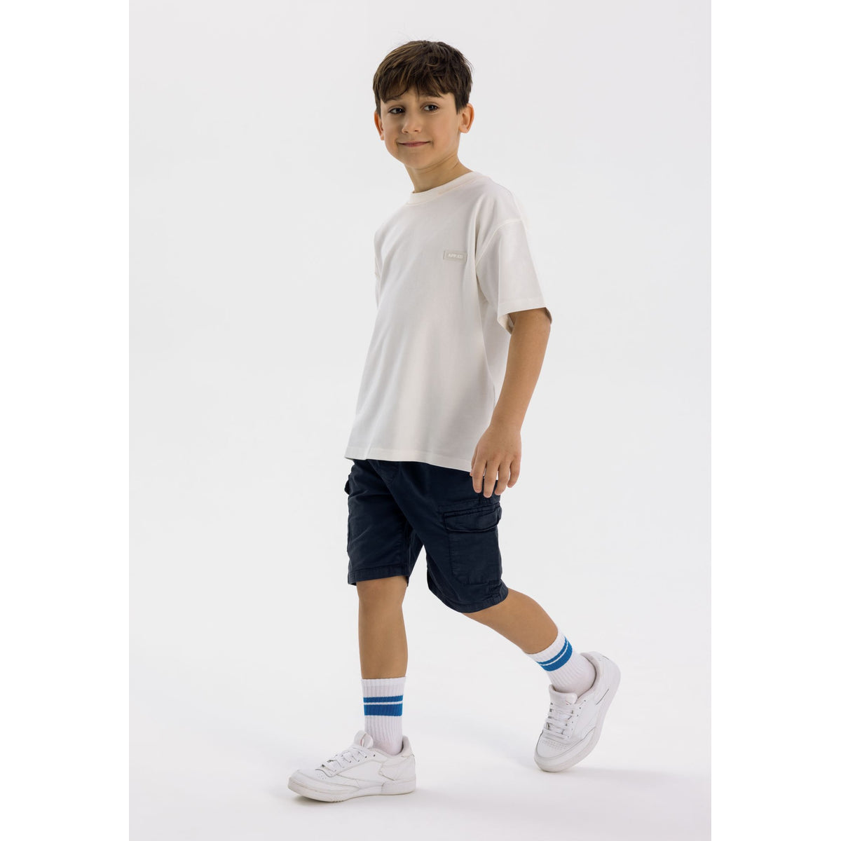 Boys' cargo shorts in navy — complete product view for square Shop card