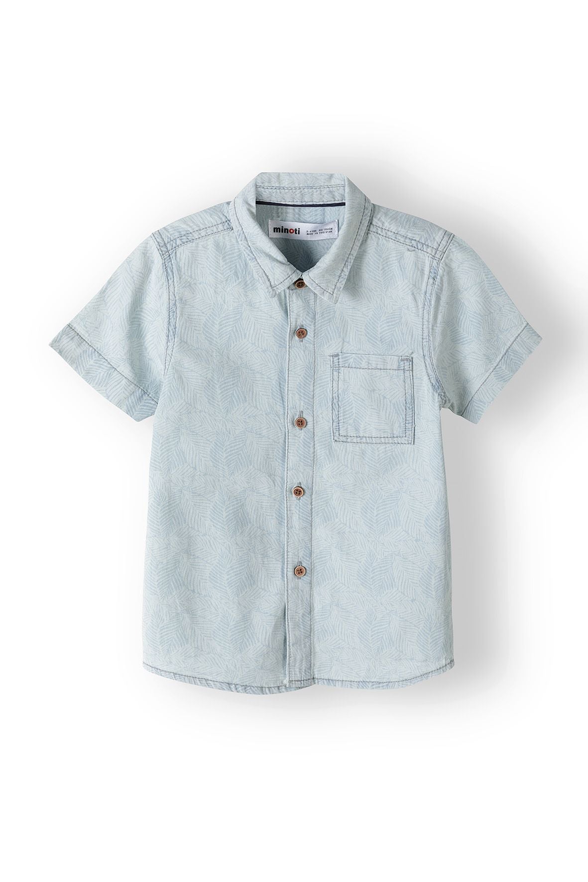 Short Sleeve Denim Shirt, Light Blue Bleached - 3