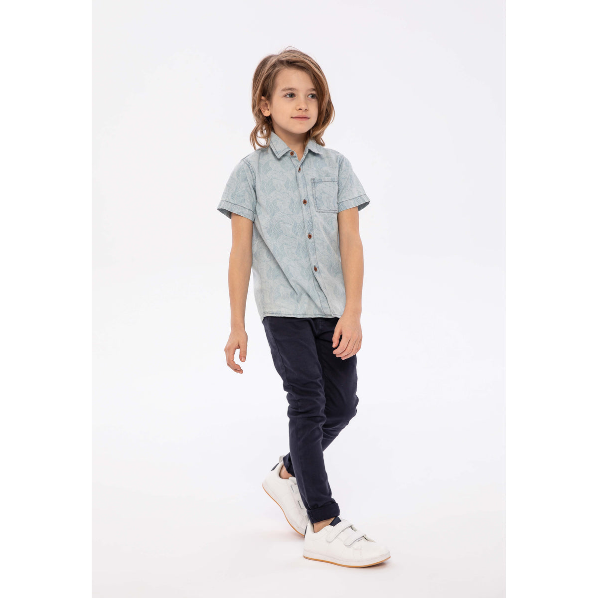 Boys' shirt in light blue — complete product view for square Shop card