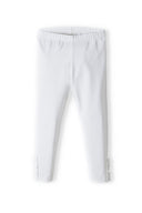 Girls leggings in white with frilled hem detail, soft cotton blend fabric for comfort, perfect for kids aged 3m-3y.
