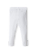 White leggings with ruffled detail at the hem, made from soft stretchy fabric, designed for girls aged 3m-3y.