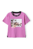 T-shirt z krótkim rękawem i żakardowym dekoltem