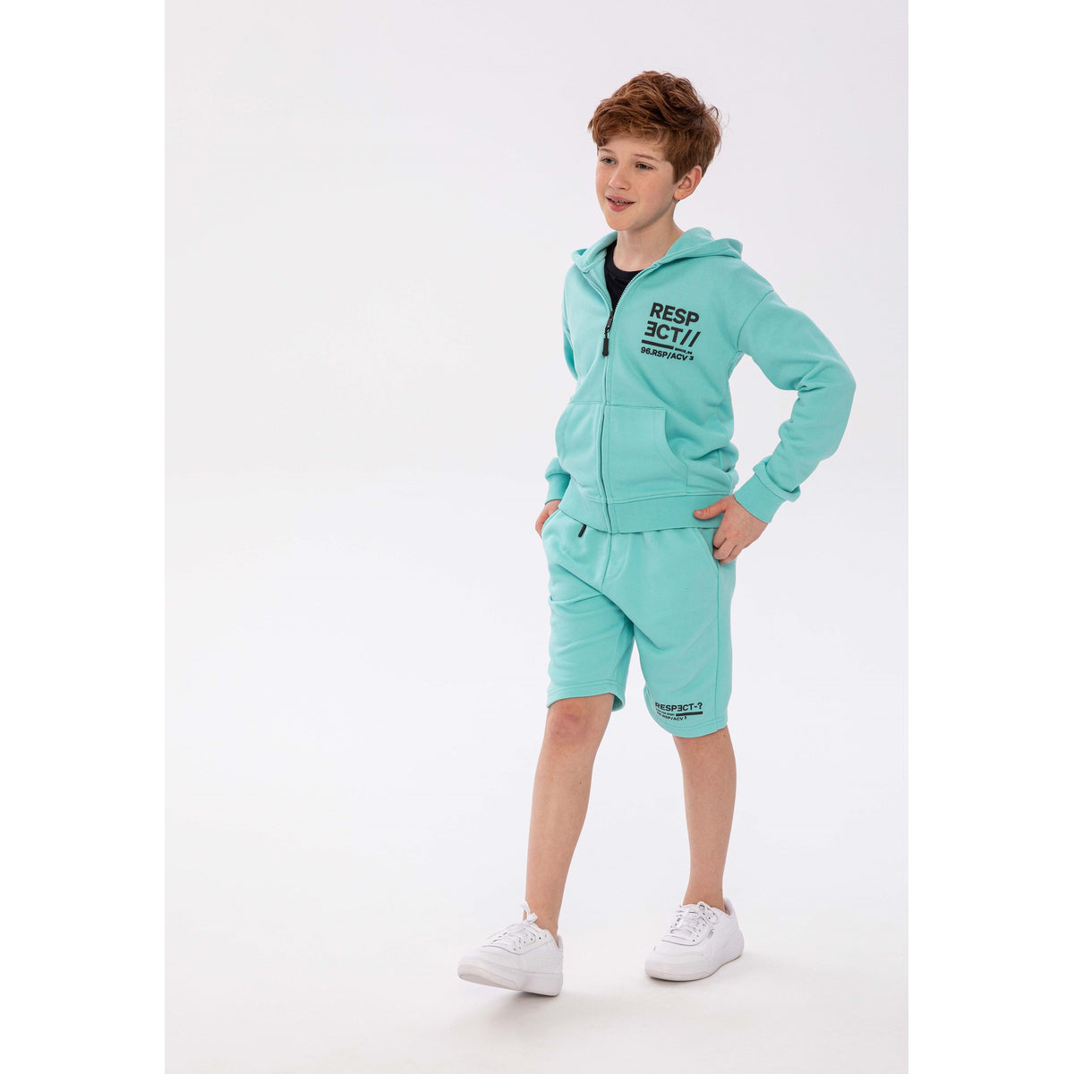 Boys' jogger shorts in mint — complete product view for square Shop card
