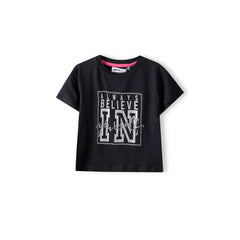 Girls' slogan t-shirt in black