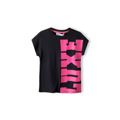 Girls' slogan t-shirt in black