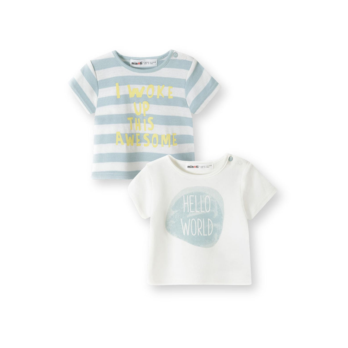 Kids' t-shirts 2-pack in white and pale blue-grey — complete product view for square Shop card