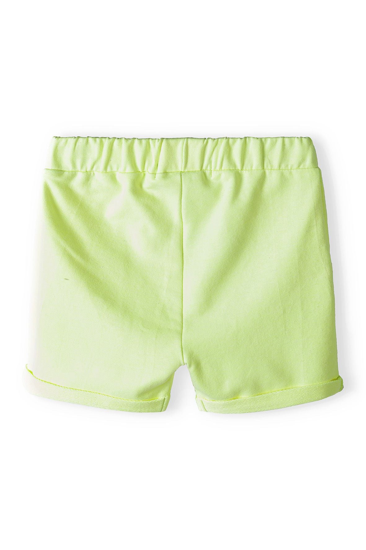 White and lime yellow t-shirt and shorts set, shorts back.
