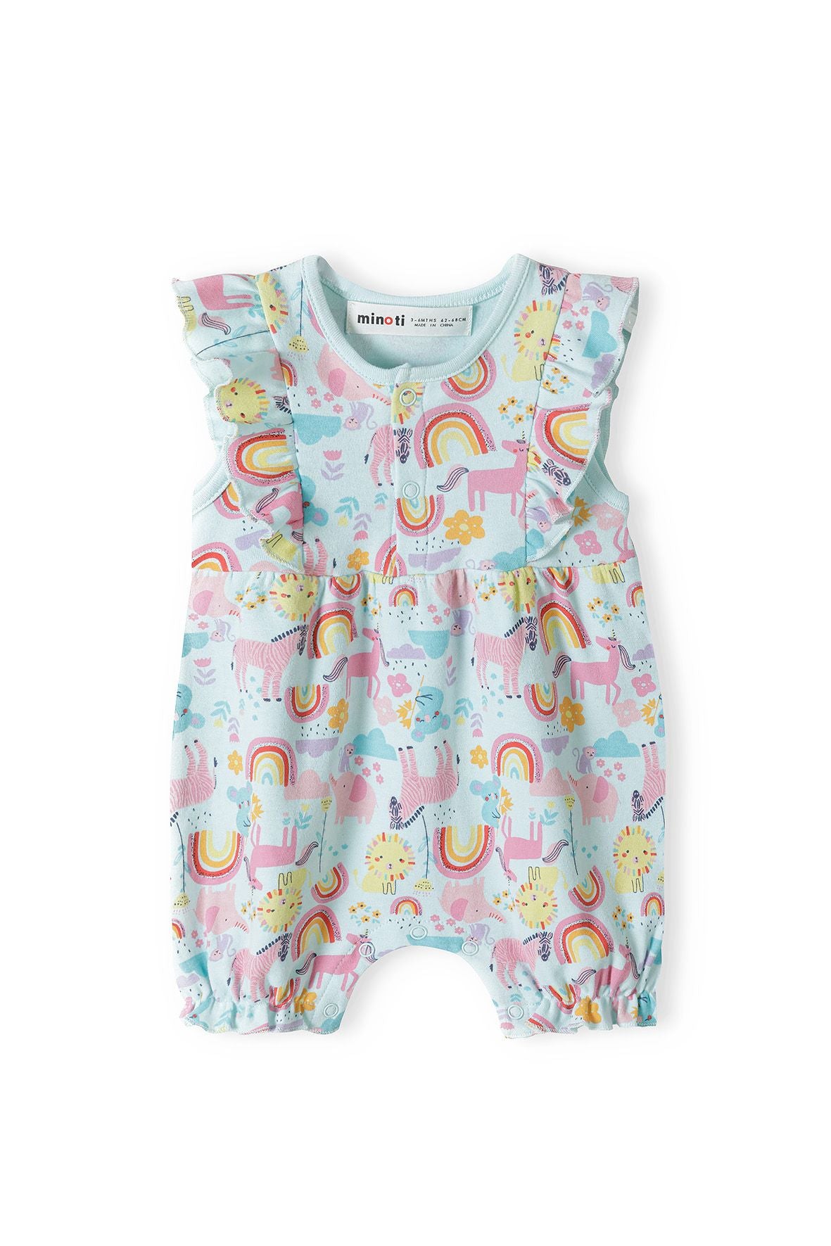 Rompers 2-Pack, Stripe & Rainbow Print, Pink Turquoise - 2