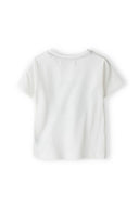 Back view of a plain white boys t-shirt made from soft cotton blend, suitable for ages 3 months to 3 years.