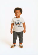 Boys t-shirt and jogpant set tiger print grey 3m-3y. Short-sleeved t-shirt with tiger print and fleece-lined jogpants. Comfortable fit.