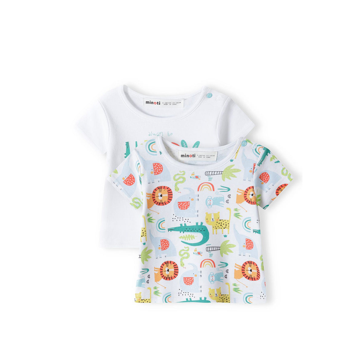 Kids' t-shirts 2-pack in white and multicolour — complete product view for square Shop card